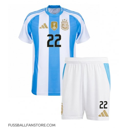 Argentinien Lautaro Martinez #22 Replik Heimtrikot Kinder Copa America 2024 Kurzarm (+ Kurze Hosen)